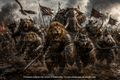 Animals in armer running into battle